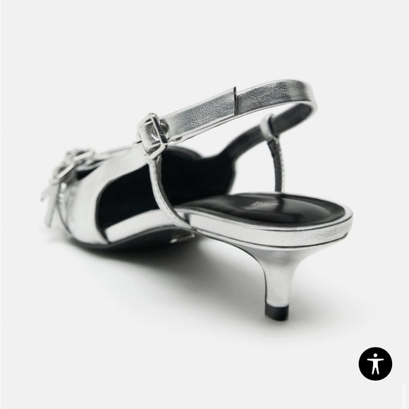 Zara Silver Strappy Slingbacks - Picture 6 of 9